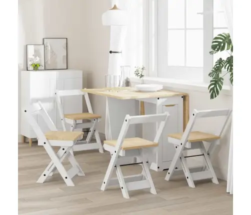 Söögitoolid Kokkupandavad 4 Tk "Corona" Valge Männipuit