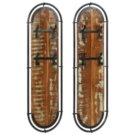 Seinale Kinnitatav Riidenagi 4 Konksuga, 2 Tk, Taastatud Puit