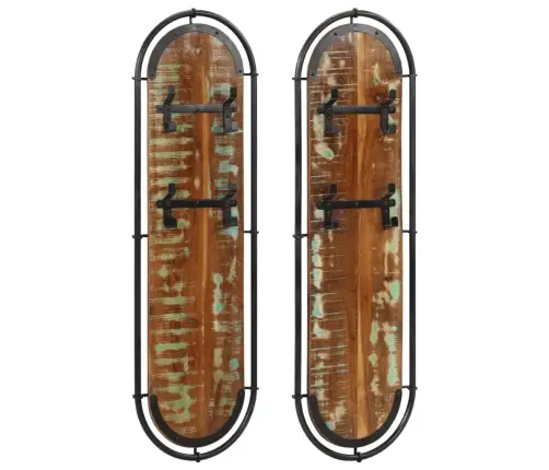 Seinale Kinnitatav Riidenagi 4 Konksuga, 2 Tk, Taastatud Puit