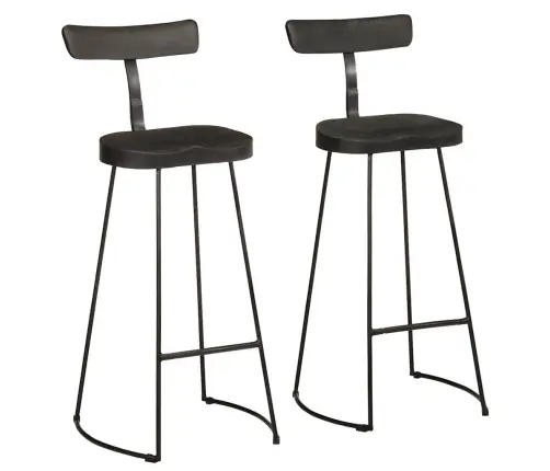 Bāra Krēsli 2 Gab Melni 49X43X103 Cm Masīvkoka Mango Vidaxl