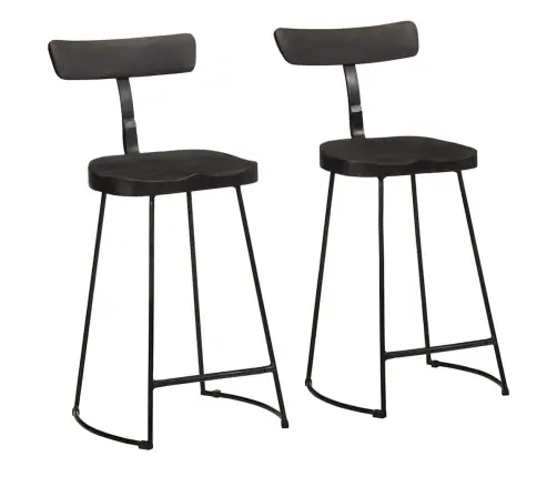 Baro Taburetės, 2Vnt., Juodos, 49X43X88 cm Medžio Masyvo Mango