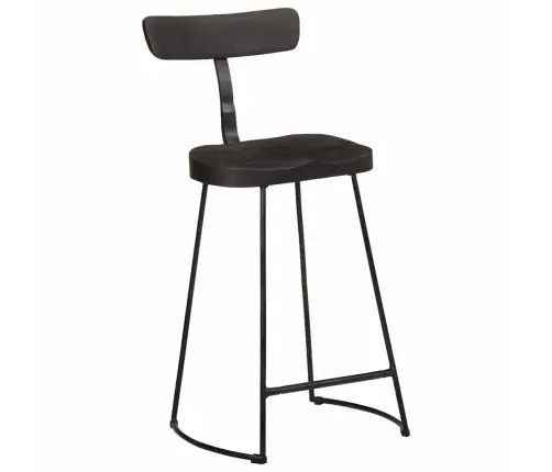 Baro Taburetės, 2Vnt., Juodos, 49X43X88 cm Medžio Masyvo Mango