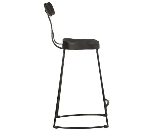 Baro Taburetės, 2Vnt., Juodos, 49X43X88 cm Medžio Masyvo Mango