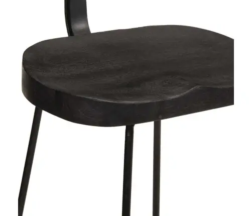 Baro Taburetės, 2Vnt., Juodos, 49X43X88 cm Medžio Masyvo Mango