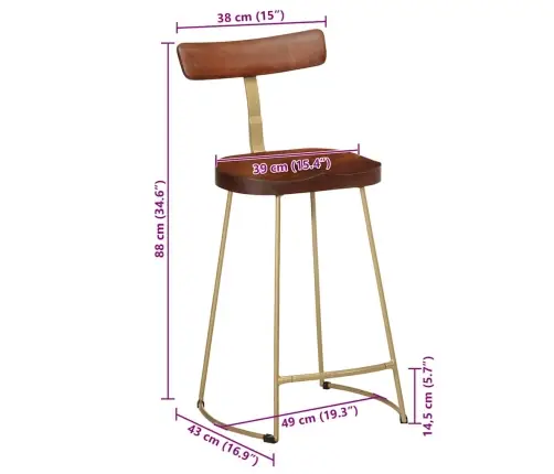 Bāra Krēsli, 2 Gab., 49X43X88 Cm, Mango Masīvkoks Vidaxl