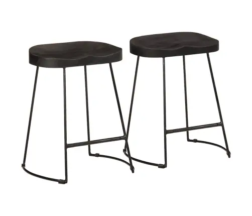 Bāra Krēsli, 2 Gab., Melni, 46X38X52 Cm, Mango Masīvkoks Vidaxl