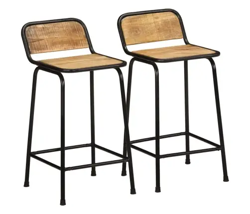 Bāra Krēsli 2 Gab 46X35,5X80 Cm Masīvkoka Raupja Mango Vidaxl
