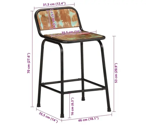 Baaripukid, 2 Tk, 46X35,5X70 cm Taaskasutatud Täispuidust