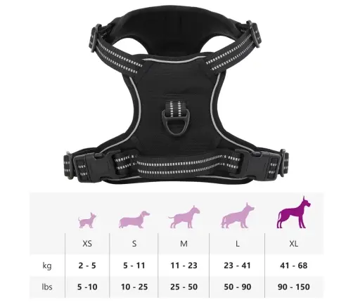 Diržai Šunims Su Atspindinčiomis Juostelėmis, Juodi, Xl