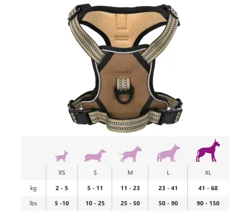 Diržai Šunims Su Atspindinčiomis Juostelėmis, Rudas, Xl