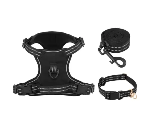 Suņu Siksnas Ar Pavadu Un Kakla Siksnu, Regulējamas, Melnas, S Vidaxl