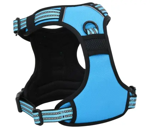 Suņu Siksnas Ar Pavadu Un Kakla Siksnu, Regulējamas, Zilas, L Vidaxl