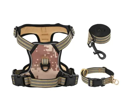 Suņu Siksnas Ar Pavadu Un Kakla Siksnu, Regulējamas, Brūnas, Xl Vidaxl