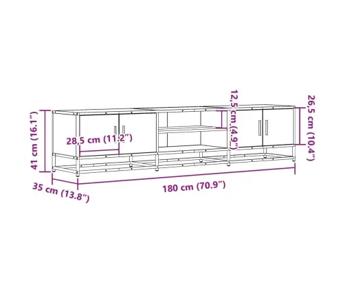 Telerikapp, Pruun Tamm, 180X35X41 cm Tehispuit