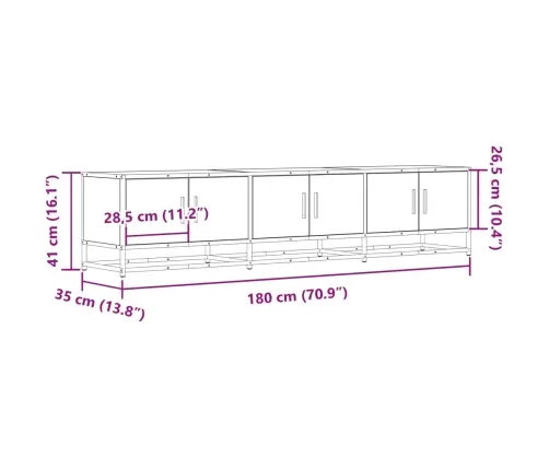 Telerikapp Hall Sonoma Tamm 180X35X41 Cm Tehispuit