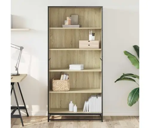 Knygų Spinta, Sonoma Ąžuolo, 80,5X35X170,5cm Apdirbta Mediena