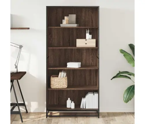 Grāmatu Plaukts, Brūna Ozola, 80,5X35X170,5Cm Inženierijas Koks Vidaxl