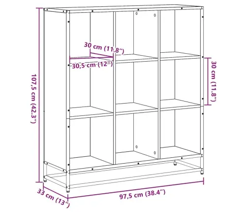 Grāmatplaukts Melns 97,5X33X107,5 Cm Inženierijas Koks&Metāls Vidaxl