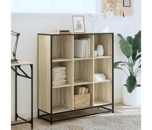 Grāmatplaukts Ozola 97,5X33X107,5 Cm Inženierijas Koks, Metāls Vidaxl