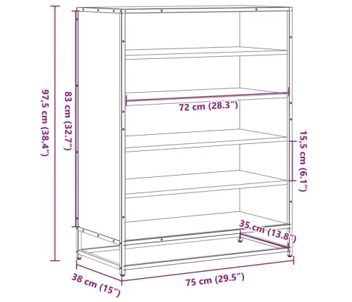 Spintelė Batams, Dūminio Ąžuolo, 75X38X97,5cm Mediena/Metalas