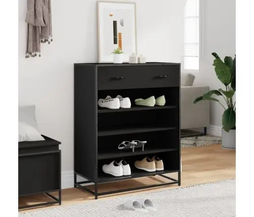Apavu Skapis Melns 75X38X97,5 Cm Engineered Wood And Metal Vidaxl