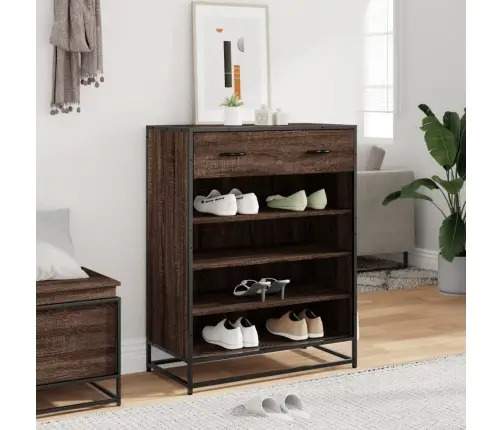 Apavu Skapītis, Brūns, 75X38X97,5 Cm, Inženierijas Koks&Metāls Vidaxl