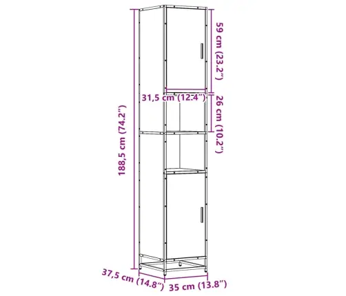 Vannasistabas Plaukts, Ozolkoka, 35X37,5X188,5 Cm Vidaxl