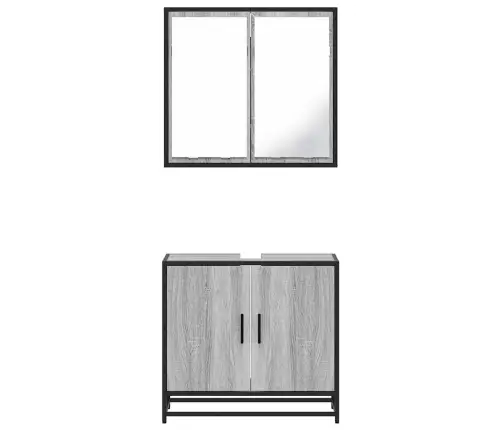 Vonios Baldų Komplektas, 2 Dalių, Pilkas Ąžuolo, Mediena