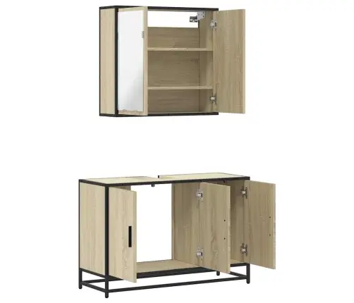 2-Osaline Vannitoa Mööblikomplekt, Sonoma Tamm, Tehispuit