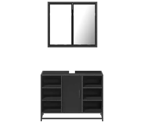 2-Daļīgs Vannasistabas Mēbeļu Komplekts, Melns, Koks Vidaxl 2-Daļīgs Vannasistabas Mēbeļu Komplekts, Melns, Koks Vidaxl