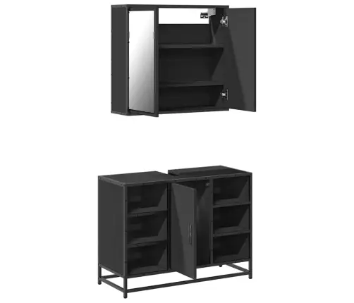 2-Daļīgs Vannasistabas Mēbeļu Komplekts, Melns, Koks Vidaxl 2-Daļīgs Vannasistabas Mēbeļu Komplekts, Melns, Koks Vidaxl