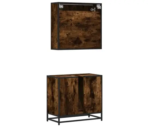 2-Osaline Vannitoa Mööblikomplekt, Suitsutatud Tamm, Tehispuit