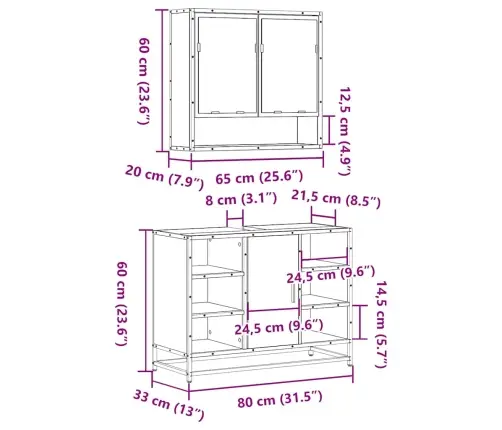 2-Daļīgs Vannasistabas Mēbeļu Komplekts, Inženierijas Koks Vidaxl 2-Daļīgs Vannasistabas Mēbeļu Komplekts, Inženierijas Koks Vidaxl