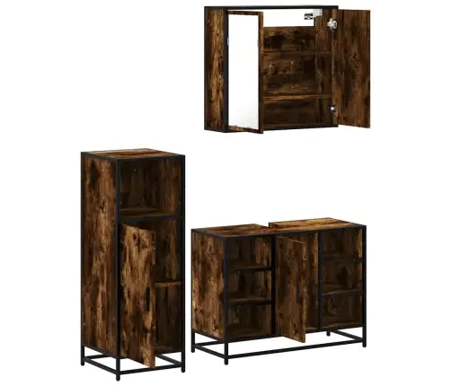 3-Osaline Vannitoa Mööblikomplekt, Suitsutatud Tamm, Tehispuit