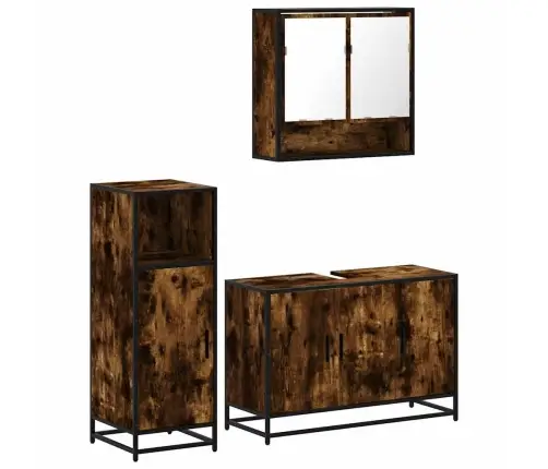 3-Daļīgs Vannasistabas Mēbeļu Komplekts, Ozolkoka Krāsa Vidaxl