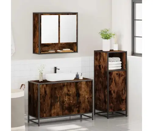 3-Daļīgs Vannasistabas Mēbeļu Komplekts, Ozolkoka Krāsa Vidaxl