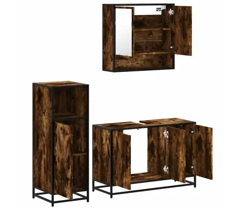 3-Daļīgs Vannasistabas Mēbeļu Komplekts, Ozolkoka Krāsa Vidaxl