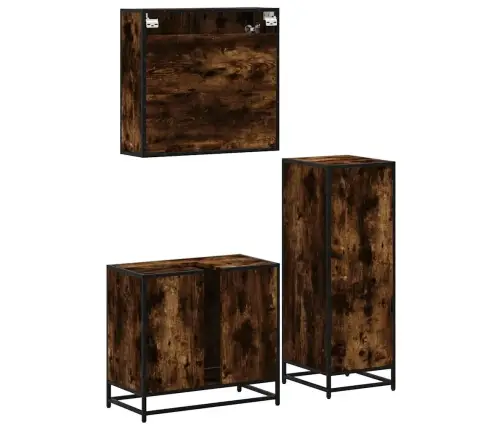 3-Osaline Vannitoa Mööblikomplekt, Suitsutatud Tamm, Tehispuit