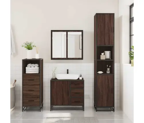 3-Daļīgs Vannasistabas Mēbeļu Komplekts, Ozolkoka Krāsa Vidaxl