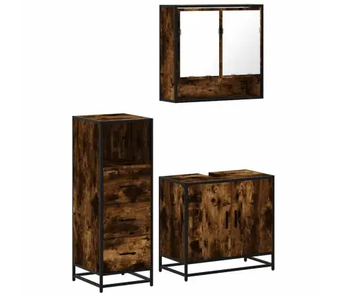 3-Daļīgs Vannasistabas Mēbeļu Komplekts, Ozolkoka Krāsa Vidaxl