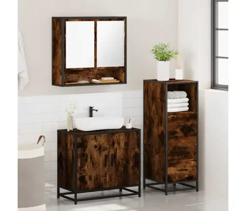 3-Daļīgs Vannasistabas Mēbeļu Komplekts, Ozolkoka Krāsa Vidaxl