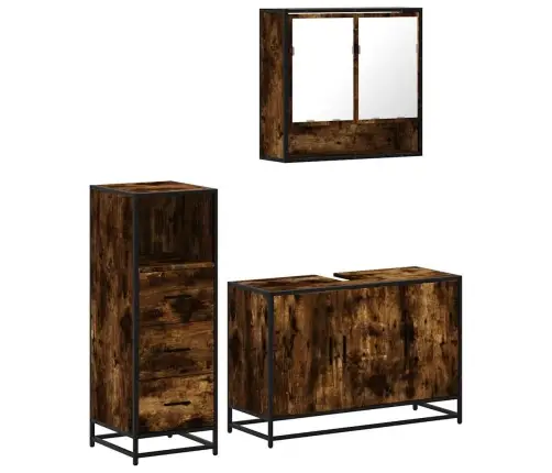 3-Daļīgs Vannasistabas Mēbeļu Komplekts, Ozolkoka Krāsa Vidaxl