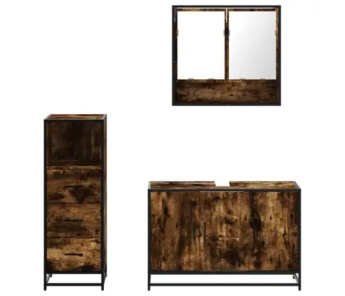 3-Daļīgs Vannasistabas Mēbeļu Komplekts, Ozolkoka Krāsa Vidaxl