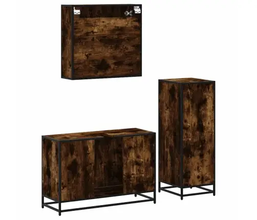 3-Daļīgs Vannasistabas Mēbeļu Komplekts, Ozolkoka Krāsa Vidaxl