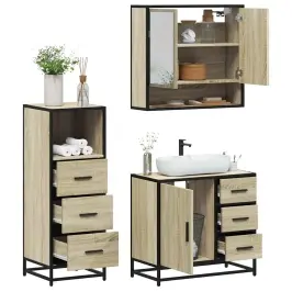 3-Osaline Vannitoa Mööblikomplekt, Sonoma Tamm, Tehispuit