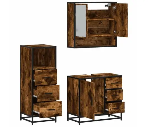 3-Daļīgs Vannasistabas Mēbeļu Komplekts, Ozolkoka Krāsa Vidaxl 3-Daļīgs Vannasistabas Mēbeļu Komplekts, Ozolkoka Krāsa Vidaxl