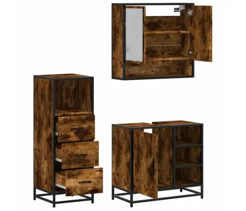 3-Daļīgs Vannasistabas Mēbeļu Komplekts, Ozolkoka Krāsa Vidaxl