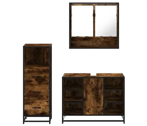 3-Daļīgs Vannasistabas Mēbeļu Komplekts, Ozolkoka Krāsa Vidaxl