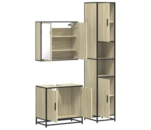 3-Osaline Vannitoa Mööblikomplekt, Sonoma Tamm, Tehispuit