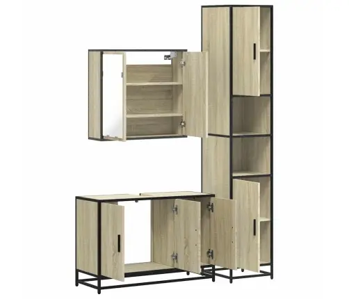 3-Daļīgs Vannasistabas Mēbeļu Komplekts, Sonomas Ozolkoka Vidaxl